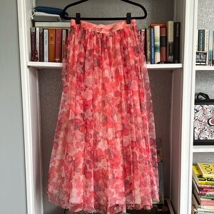 BCBG blush multi pink long skirt size small brand new